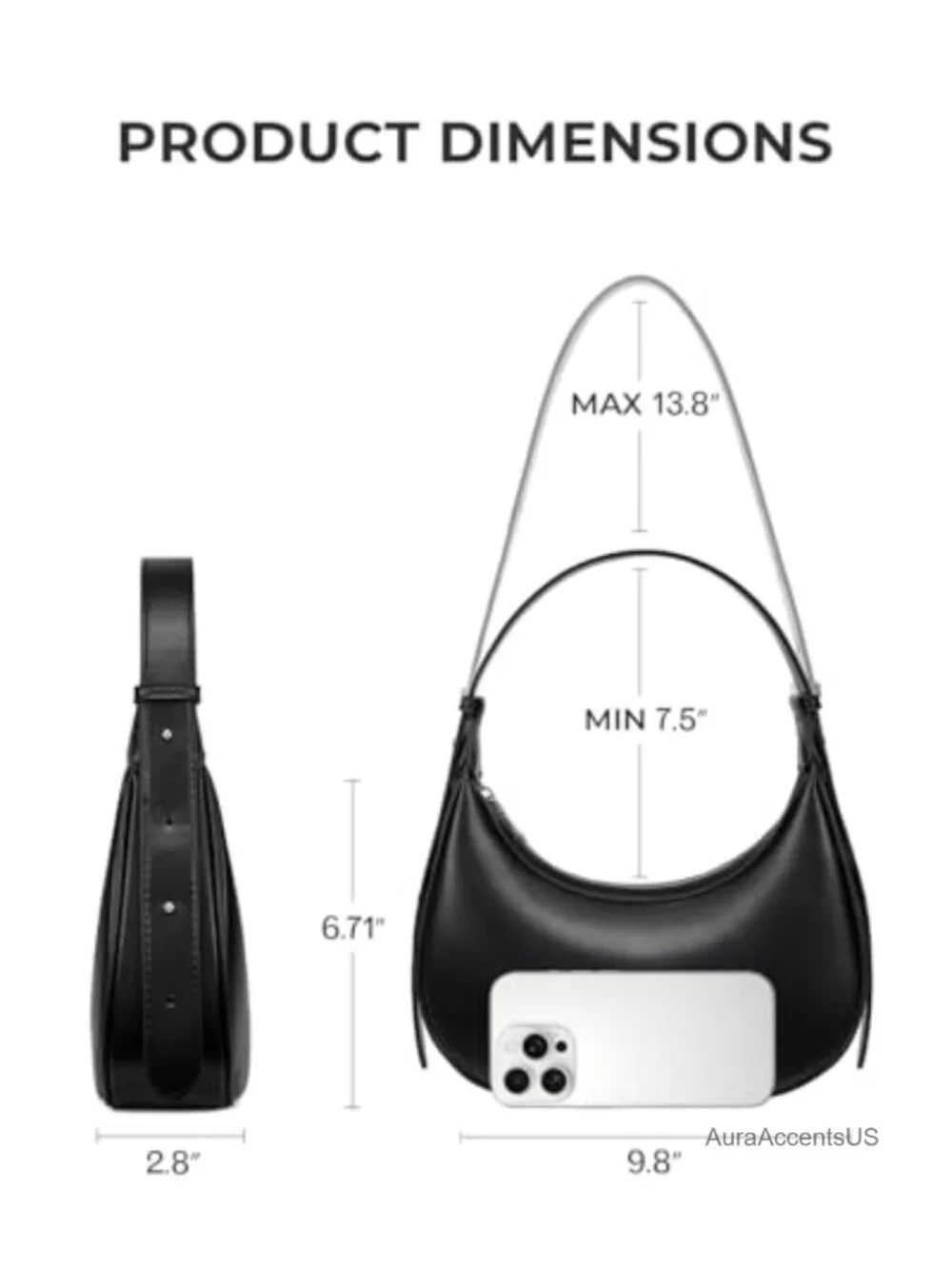 Vegan Leather RFID Blocking Crescent Hobo Bag Shoulder Purse